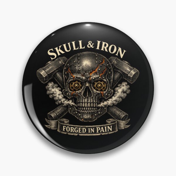 Item preview, Skull & Iron Forged in Pain - Steampunk Skull with Hammers Vintage  designed and sold by SidTastic .