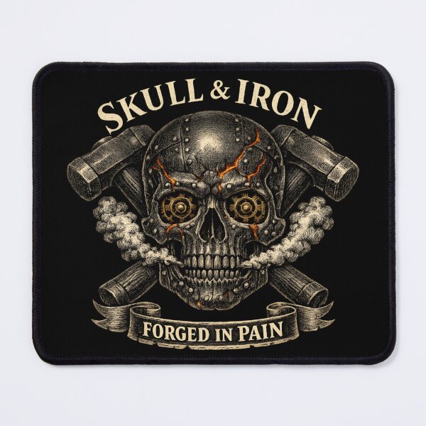 Item preview, Skull & Iron Forged in Pain - Steampunk Skull with Hammers Vintage  designed and sold by SidTastic .