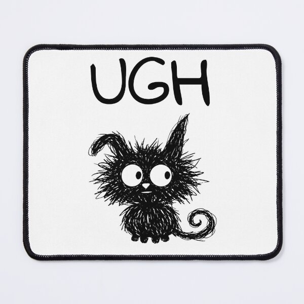 Item preview, Funny Black Cat – UGH Mood | Doodle Cat Meme designed and sold by moodiecatshop.