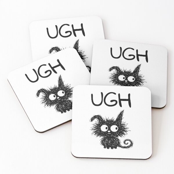 Item preview, Funny Black Cat – UGH Mood | Doodle Cat Meme designed and sold by moodiecatshop.