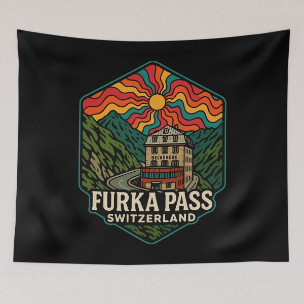 Item preview, Furka Pass Belvedere Hotel Trippy Art Travel designed and sold by TomFrontierArt.