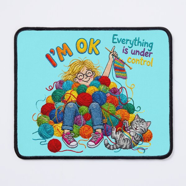 Item preview, i'm ok Girl Knitting in Pile of Yarn Balls designed and sold by TeeARTHY.