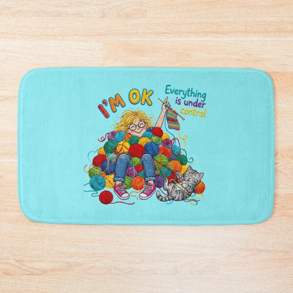 Item preview,  i'm  ok Girl Knitting in Pile of Yarn Balls designed and sold by TeeARTHY.