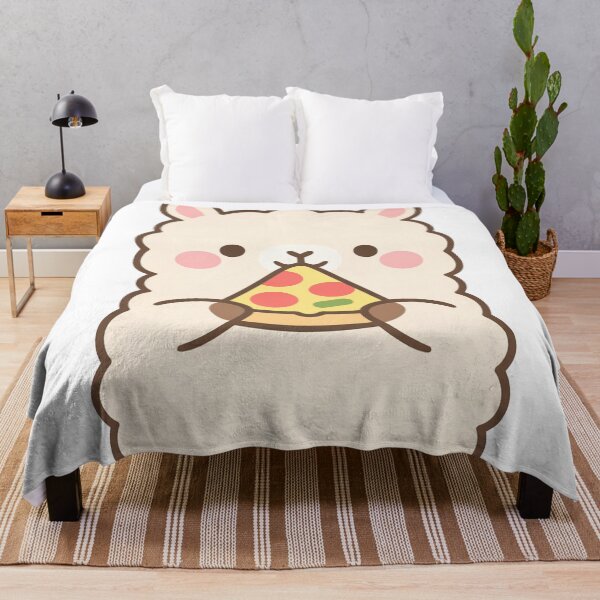 Artikelvorschau, Niedliches Kawaii-Alpaka isst Pizza – Lustiges flauschiges Lama entworfen und verkauft von Owcomm.
