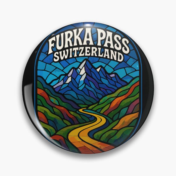 Item preview, Furka Pass Switzerland Alpst Stained Glass Art Travel designed and sold by TomFrontierArt.