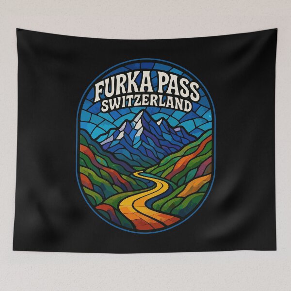 Item preview, Furka Pass Switzerland Alpst Stained Glass Art Travel designed and sold by TomFrontierArt.