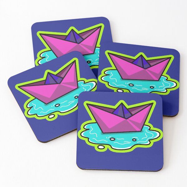 Item preview, Minimalist Paper Boat Origami - Pink and Green Pop Art Sticker designed and sold by AliAltinelArt.