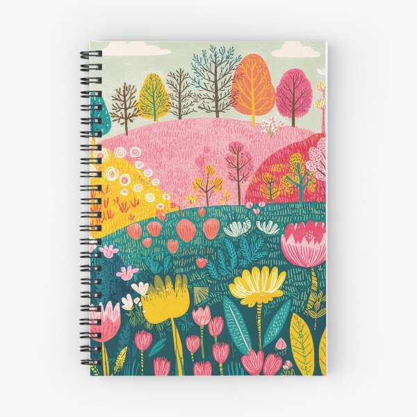 Artikelvorschau, Lebendige, fantasievolle Landschaft mit Blumen und farbenfrohen Hügeln. entworfen und verkauft von FortuneAndFrame.
