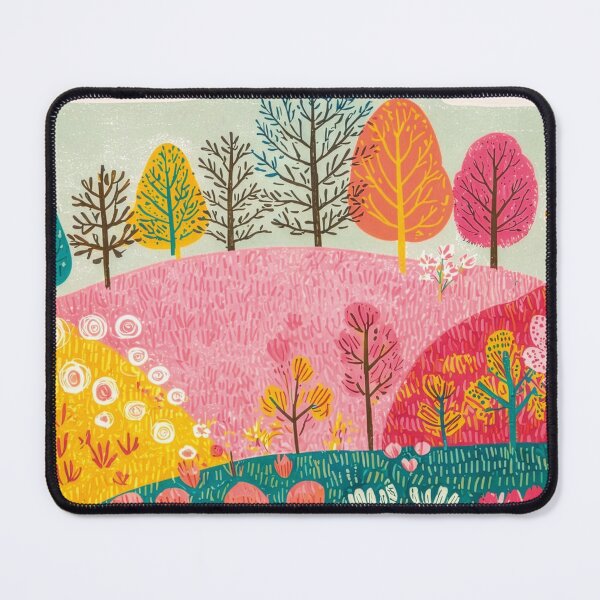 Artikelvorschau, Lebendige, fantasievolle Landschaft mit Blumen und farbenfrohen Hügeln. entworfen und verkauft von FortuneAndFrame.