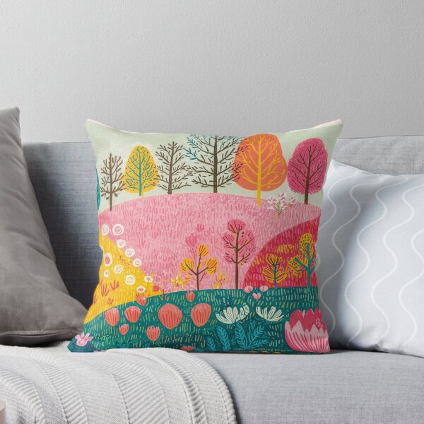 Artikelvorschau, Lebendige, fantasievolle Landschaft mit Blumen und farbenfrohen Hügeln. entworfen und verkauft von FortuneAndFrame.