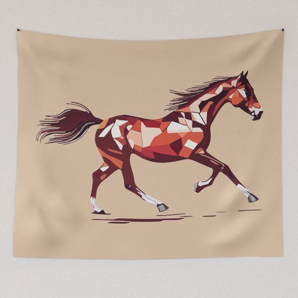 Item preview, energetic horse galloping geometric and mosaic style designed and sold by designmari.