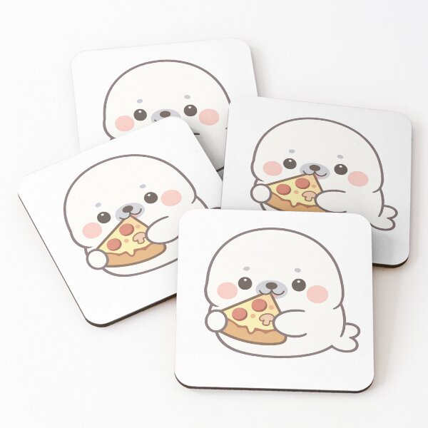 Item preview, Cute Kawaii Seal Eating Pizza Slice Adorable designed and sold by Owcomm.