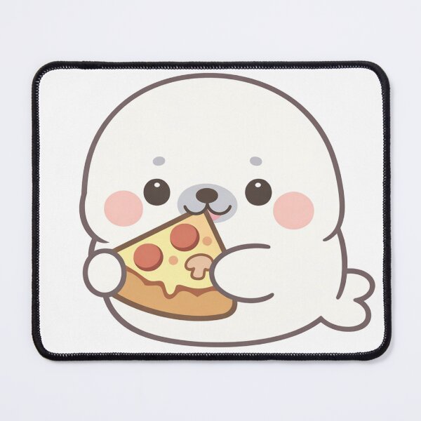 Item preview, Cute Kawaii Seal Eating Pizza Slice Adorable designed and sold by Owcomm.