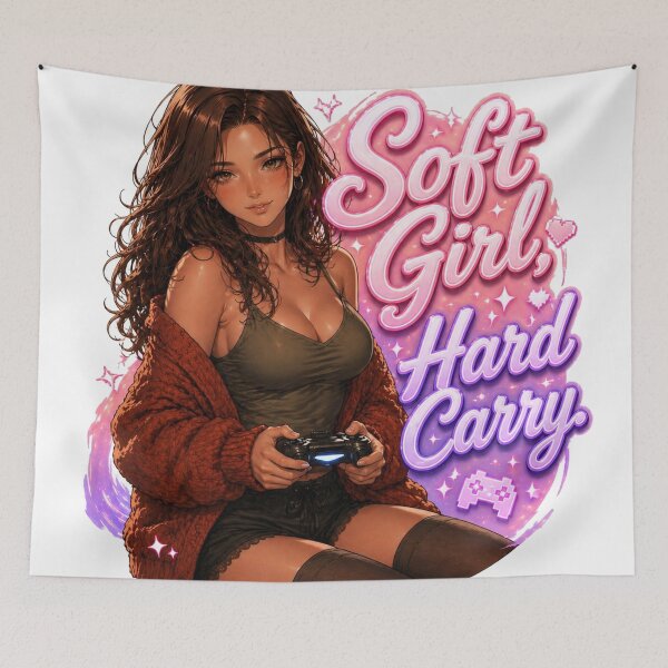 Item preview, Soft Girl Hard Carry Cute Gamer Girl Design designed and sold by Sunset Deck Studio.