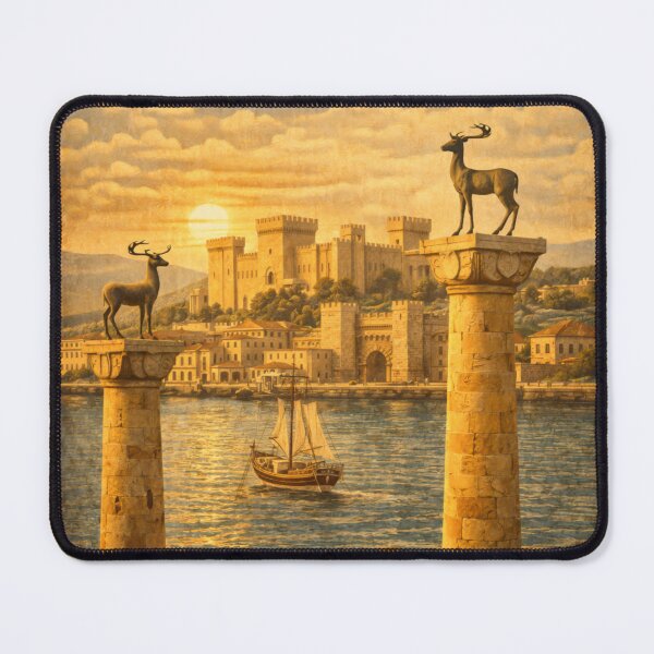 Item preview, Rhodes Hellas Vintage Travel Poster Illustration designed and sold by mythographiaart.