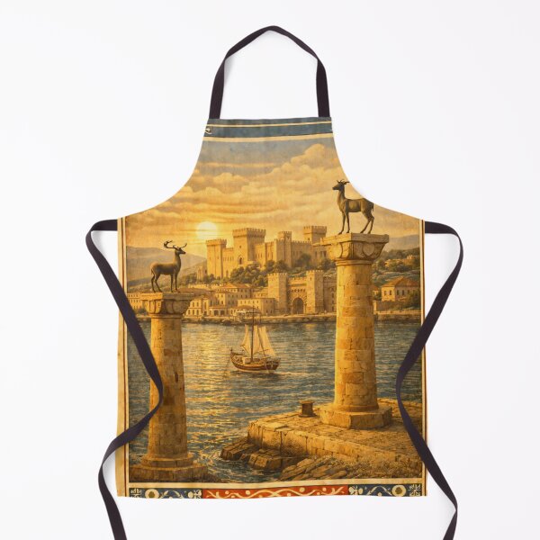 Item preview, Rhodes Hellas Vintage Travel Poster Illustration designed and sold by mythographiaart.