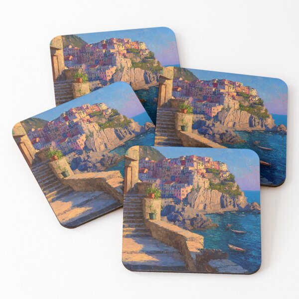Item preview, Manarola Cinque Terre Italy Blue Hour Coastal Village Ligurian Sea designed and sold by daila70.
