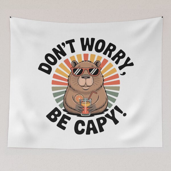 Item preview, Don’t Worry, Be Capy – Retro Chill Capybara  designed and sold by JPees.