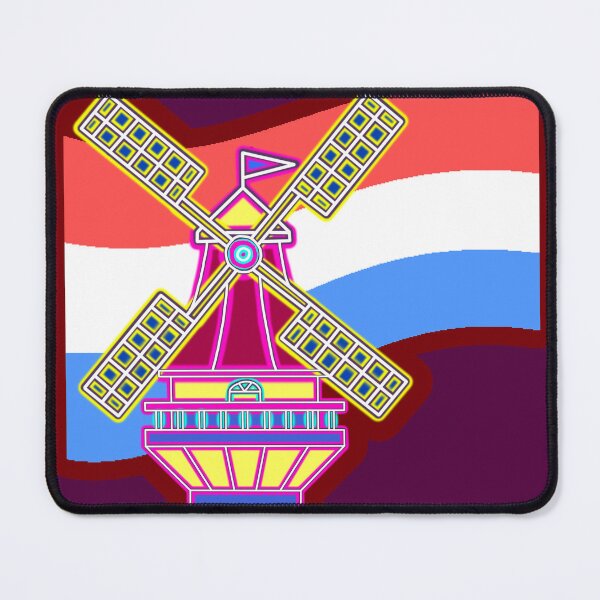 Item preview, Netherlands Windmill Neon Glow - Amsterdam Retro Synthwave Art designed and sold by AliAltinelArt.