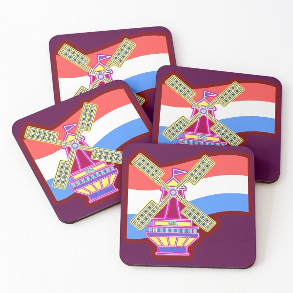 Item preview, Netherlands Windmill Neon Glow - Amsterdam Retro Synthwave Art designed and sold by AliAltinelArt.