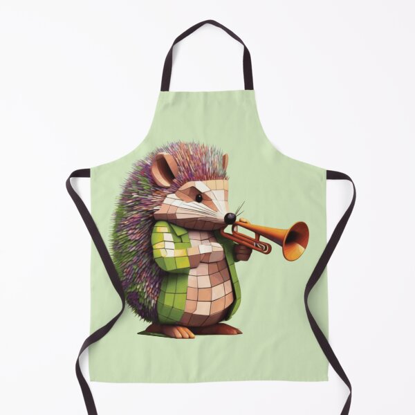 Item preview, spectacular musical hedgehog playing trumpet mosaic style designed and sold by designmari.