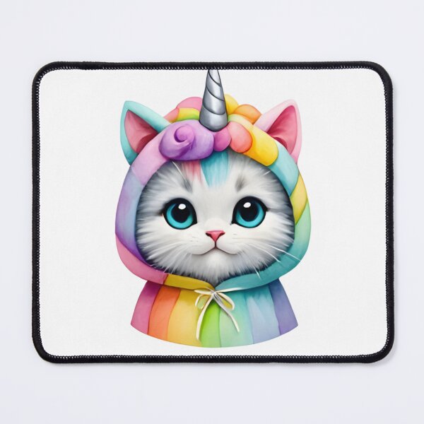 Item preview, ? Cute White Cat in Rainbow Unicorn Hood Sticker - Kawaii Pastel Decal designed and sold by marcelooliver98.