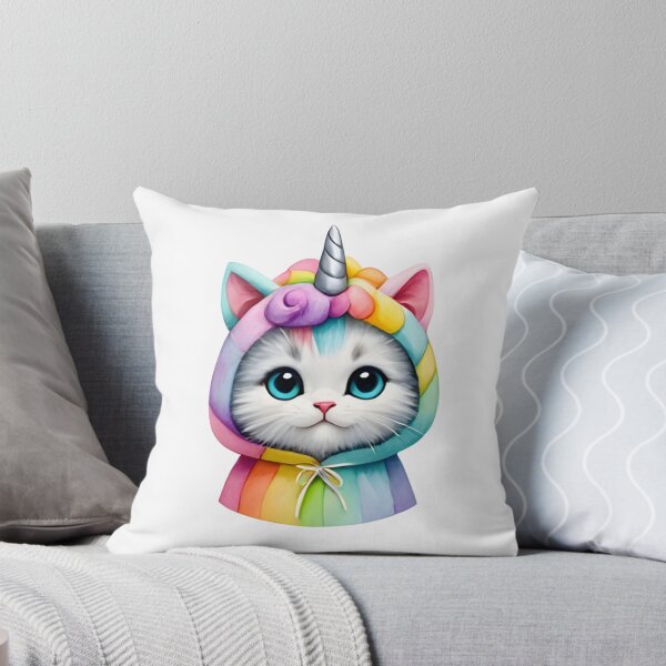 Item preview,  ? Cute White Cat in Rainbow Unicorn Hood Sticker - Kawaii Pastel Decal designed and sold by marcelooliver98.