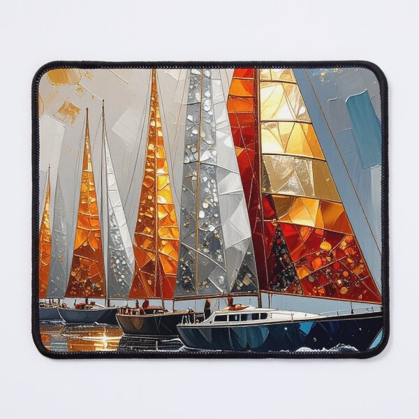 Item preview, Golden Sails Symphony - Abstract Mosaic Sailing Yachts Art designed and sold by Best-Arch900.