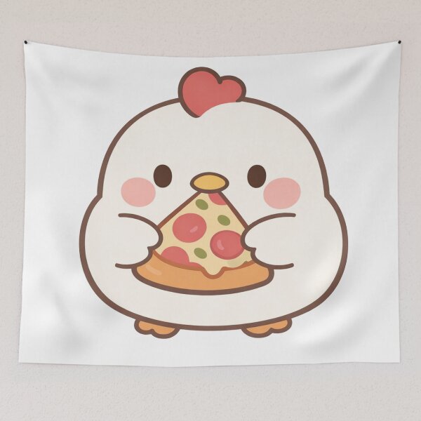 Item preview, Cute Kawaii Chicken Holding a Slice of Pizza designed and sold by Owcomm.