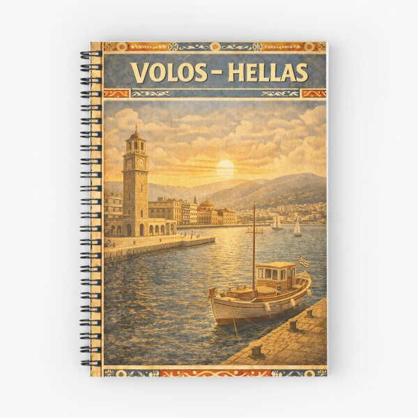 Item preview, Volos Hellas Vintage Travel Poster Illustration designed and sold by mythographiaart.