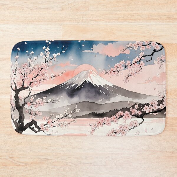 Item preview, Mount Fuji Cherry Blossom Watercolor designed and sold by ByteNomadShop.