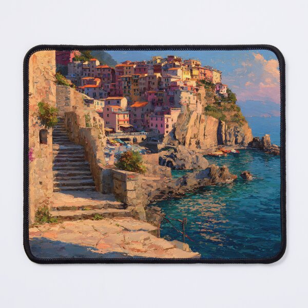 Item preview, Manarola Cinque Terre Italy Sunset Harbor Coastal Village Ligurian Sea designed and sold by daila70.