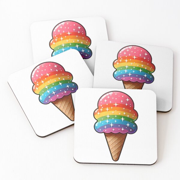 Item preview, Rainbow Ice Cream – Colorful Soft Serve Dessert Illustration with Kawaii Aesthetic designed and sold by BobaBunny76.