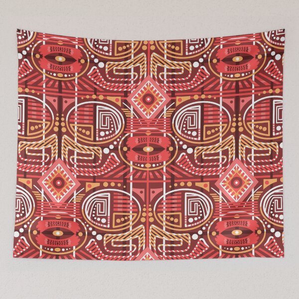 Item preview, Bold Ethnic Geometric Pattern – Red Tribal Seamless Design designed and sold by Skryp-art.