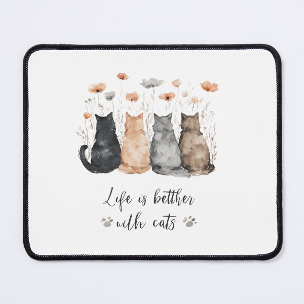 Item preview, Whimsical Watercolor Cats T-Shirt: "Life is Better with Cats" – Cute Back-View Feline Illustration designed and sold by Ashley critters.