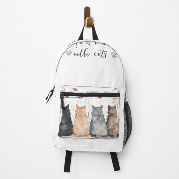 Item preview, Whimsical Watercolor Cats T-Shirt: "Life is Better with Cats" – Cute Back-View Feline Illustration designed and sold by Ashley critters.