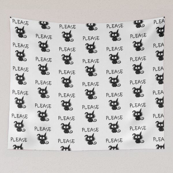 Item preview, Funny Black Cat – Please Mood | Doodle Cat Meme designed and sold by moodiecatshop.