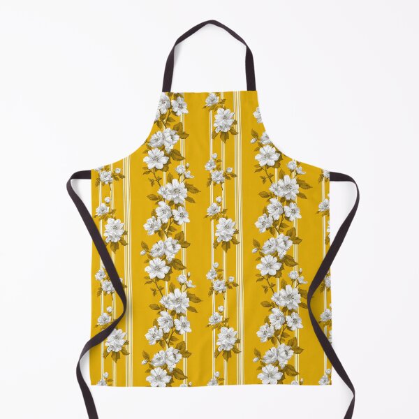 Item preview, Vintage Floral Stripe Pattern | Mustard Yellow Botanical Vines | French Country Flowers | Elegant White Roses on Yellow | Victorian Stripe Floral Aesthetic | Classic Chinoiserie Flower Pattern designed and sold by VivaFy.