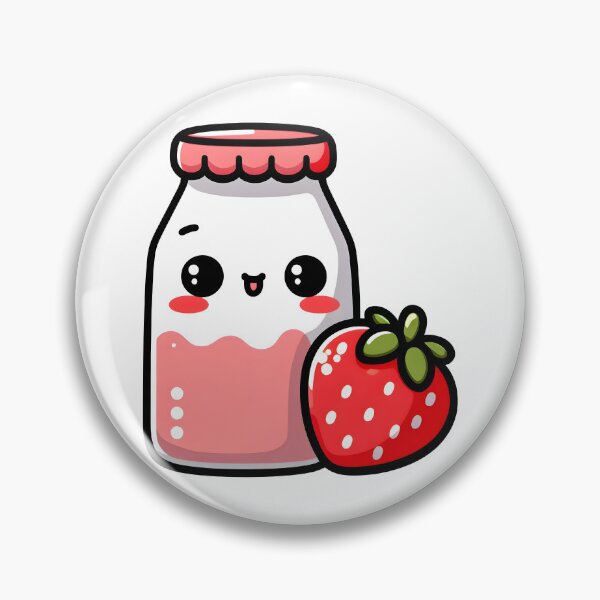 Aperçu de l'œuvre Lait à la fraise mignon – Illustration adorable de boisson kawaii créée et vendue par BobaBunny76.