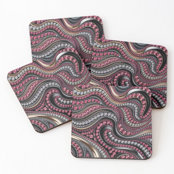 Item preview, Maximalist Bohemian Rose Gold Silver Pink Burgundy Swirls designed and sold by LEILA ART SPACE.