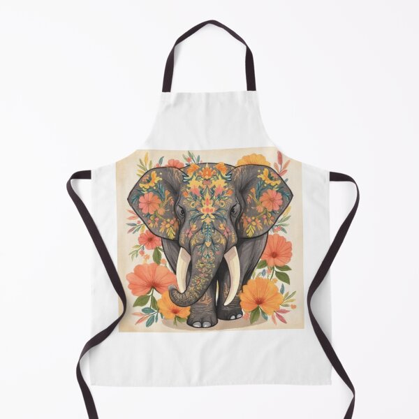 Item preview, The elephant has ancient, elegant tusks adorned with flowers. designed and sold by Artchara..