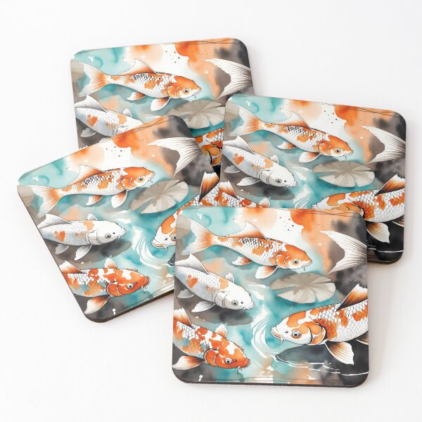 Item preview, Koi Fish Swirling Watercolor Japanese Ink Art designed and sold by ByteNomadShop.