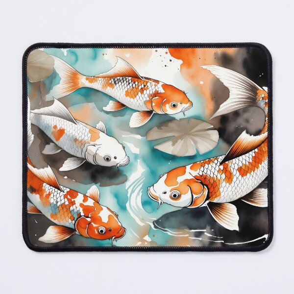 Item preview, Koi Fish Swirling Watercolor Japanese Ink Art designed and sold by ByteNomadShop.