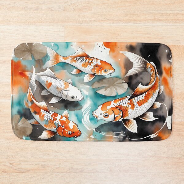 Item preview, Koi Fish Swirling Watercolor Japanese Ink Art designed and sold by ByteNomadShop.