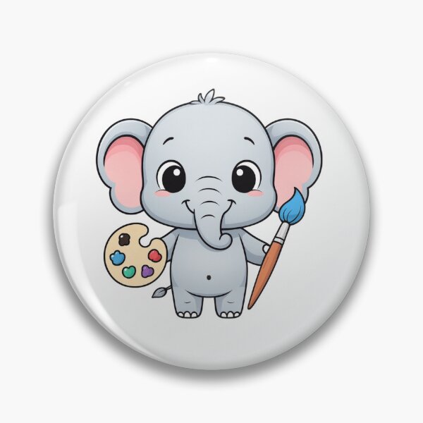 Item preview, Cute Baby Elephant Artist with Paintbrush designed and sold by ChannieCreate.