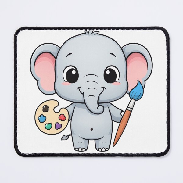 Item preview, Cute Baby Elephant Artist with Paintbrush designed and sold by ChannieCreate.