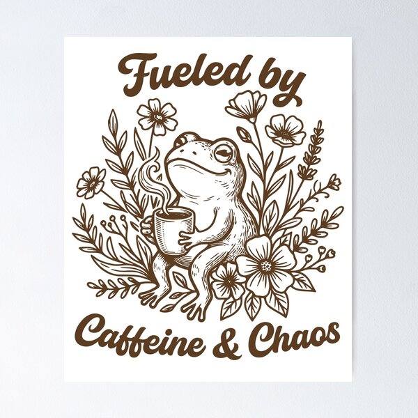 Item preview, Fueled by Caffeine and Chaos Funny Frog Coffee Lover designed and sold by gunaone-design.