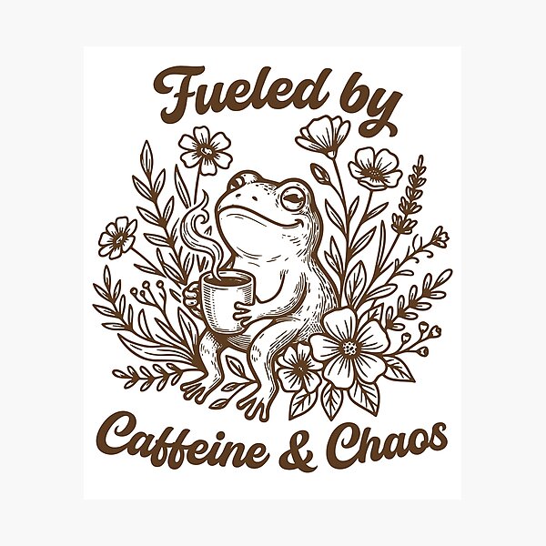Item preview, Fueled by Caffeine and Chaos Funny Frog Coffee Lover designed and sold by gunaone-design.