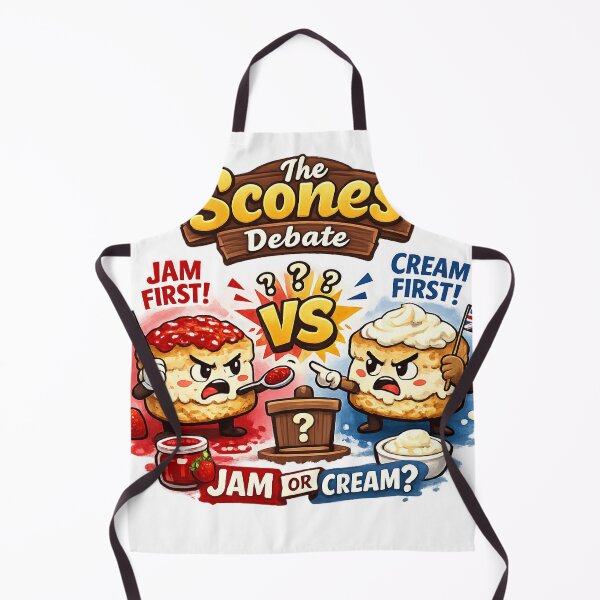 Item preview, The Scones Debate Funny UK Design – Jam First or Cream First British Humour designed and sold by GarnerSupplyCo.