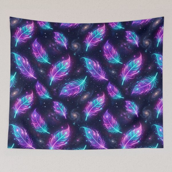 Item preview, Glowing Neon Magical Feathers Space Pattern designed and sold by TheCuriousPawn.